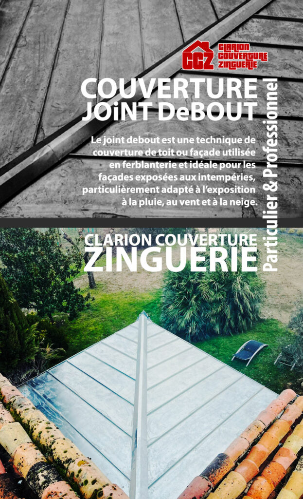 couvertures à joint debout en ZINC travaux et entretiens de zinguerie couverture Clarion Couverture Zinguerie Toulouse Occitanie Toulouse, Castres, Montauban, Blagnac, Balma