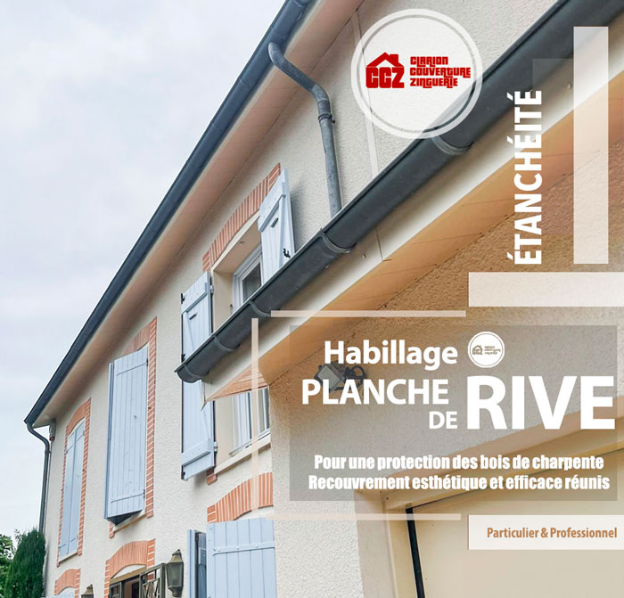 Expert habillage planche de rive en aluminium, pour l'étanchéité de la toiture, entretiens et travaux couverture-zinguerie sur Colomiers, Blagnac, Tournfeuille, Beauzelle, Saint-Martin-du-Touch, Pibrac