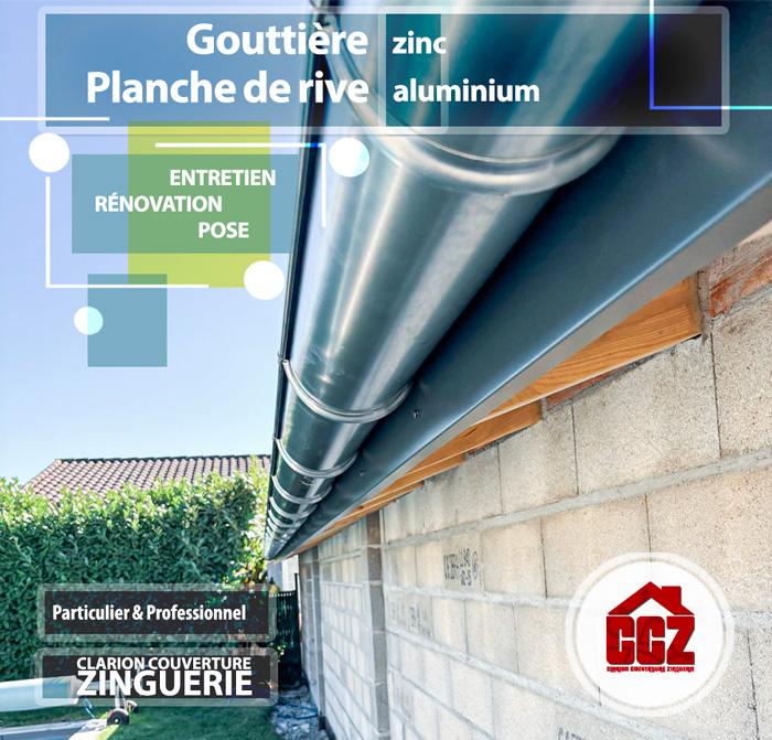 La planche de rive en aluminium et la gouttière en zinc sont indispensables et complémentaires pour protéger votre toiture et votre habitation.Pose et entretien sur Colomiers, Pibrac, Mondonville, Aussonne, Cornebarrieu, Tournefeuille, Blagnac