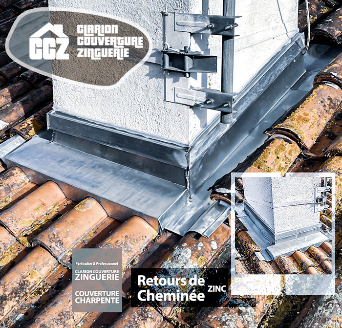 Pose et installation de retours de cheminée par un professionnel couvreur zingueur sur Colomiers, Mondonville, Pibrac, Ausonne, Cornebarrieu. CCZ