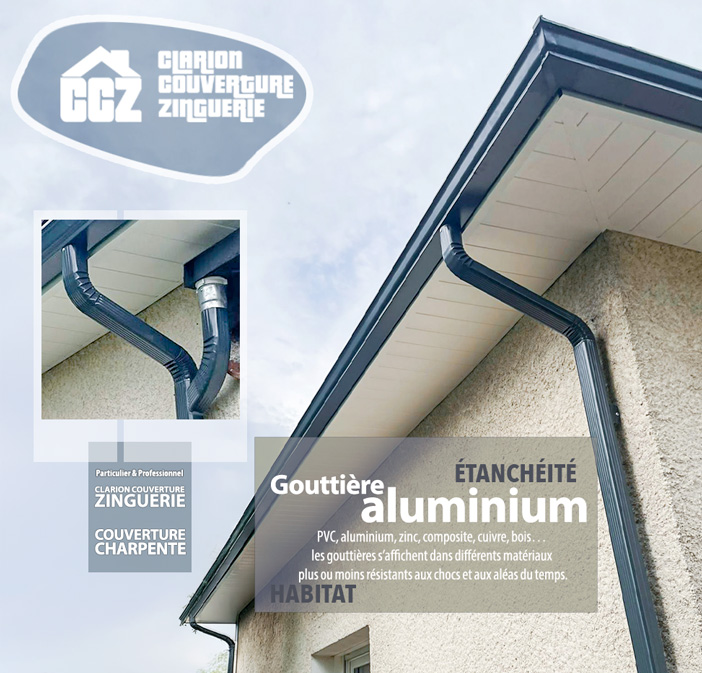 Spécialiste de la pose et l'installation de gouttière en aluminium sur Pibrac, Mondonville, Colomiers, Aussonne, Cornebarrieu avec Clarion Couverture Zinguerie, artisan couvreur zingeur